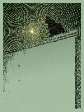 The image displays an abstract digital artwork titled "Moongazing" by @zancan, featuring a luminous orb surrounded by intricate circular patterns against a dark green background, with a textured light green lower portion. It serves as a featured highlight in a post about Rodeo Redux's 65 active mints and the platform's OE (open edition) format at .0001 ETH per piece.