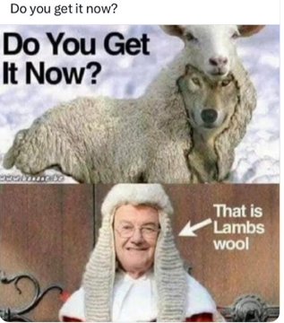 A meme showing sheep under text "Do You Get It Now?" above a judge in a powdered wig labeled "That is Lambs wool," visually punning on "lambswool" to suggest misled followers. The caption's references to civil forfeiture, Adam Back, Epstein, Lutnick, and Pierce align with the image's theme of exposing hidden agendas and unwitting compliance.