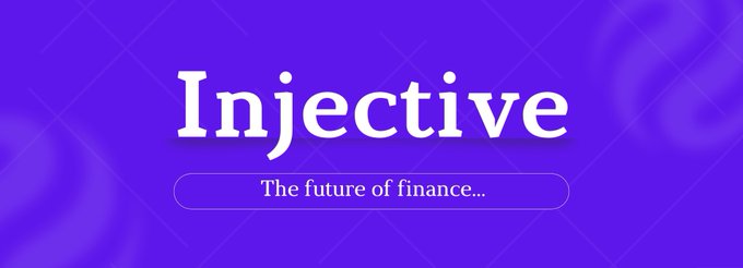 The image features a banner with the word "Injective" written in white letters against a purple background. The text reads "The future of finance...", which suggests that the company is focused on the financial industry or has an interest in its future growth.