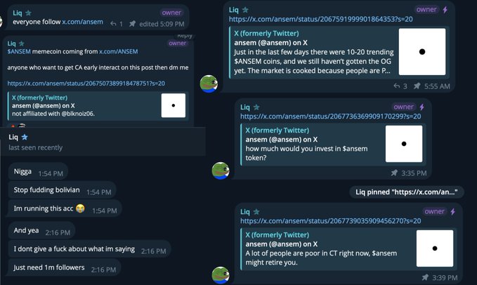 The image shows several text messages displayed on a computer screen, likely from a social media platform or messaging app. The messages are arranged in a grid format with four rows and three columns. Each message contains various pieces of information about the sender's account, such as their name, age, and location. Additionally, there is a post that says "There' s an og that's pretty good imo This shit a rug tho according to Axiom whistleblower dept? Refreshing though Haven't thought about axiom in a while for some reason". The messages seem to be related to the account of a person named Axiom, who is known for their involvement with a company called Axiom.