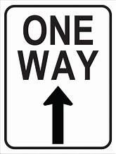 A black and white "ONE WAY" sign with an arrow pointing upward. The image humorously relates to the post by suggesting that simply adding a Bitcoin logo could transform the one-way arrow into a visual metaphor for Bitcoin's perpetual upward price trajectory.