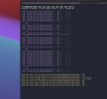 A screenshot of a computer terminal window displaying model file download progress, with multiple rows showing 'failure.chk' files at 0% completion against a blue background.