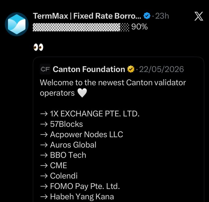 The image shows a screenshot of a social media app's conversation box with some text visible. It appears that someone has sent the message "TermMaxFi dropped this update definitely a good sign that things are shipping properly and well organized Stocks are slowly finding their way on-chain and most people still don't see what's happening". The recipient, @TermsMaxFi, can be found at the bottom of the conversation box.
