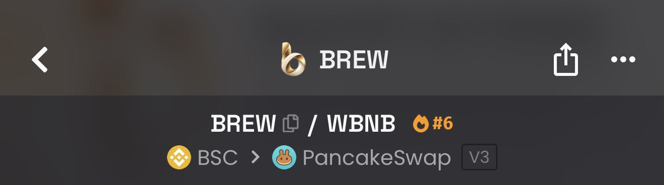 The image shows a PancakeSwap V3 liquidity pool on BSC for BREW/WBNB (ranked #6 on the platform), visually reinforcing the post's argument that BREW's liquidity pairing with BNB creates a positive flywheel for the BNB ecosystem, unlike tokens paired with USDT.
