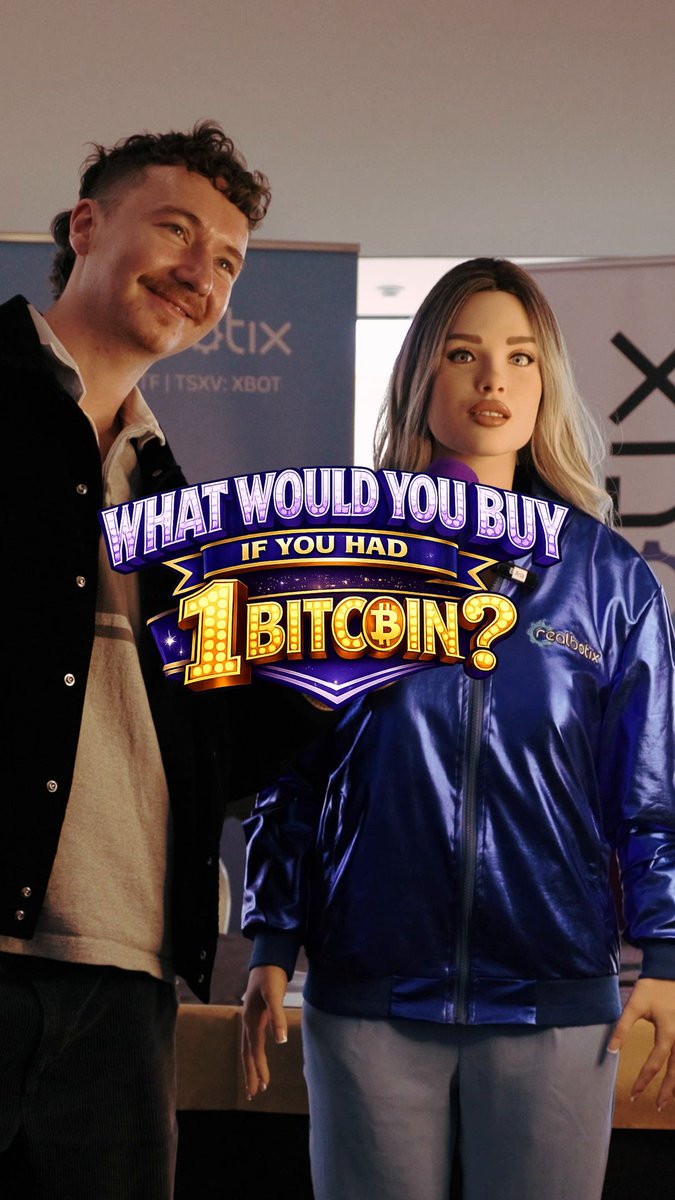 The image features a man and woman standing next to each other, with the woman wearing a blue jacket and the man dressed in black. The background of the image includes a sign that says "What would you buy 1 Bitcoin?". This suggests that they are discussing or contemplating the idea of purchasing Bitcoins as a form of currency.

The post also mentions that people might be surprised by their answer, which could imply that they have an unconventional or unique perspective on Bitcoin usage and its potential benefits or drawbacks.