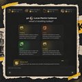 A low-resolution screenshot of a dark-themed mobile game or app screen with multiple menu icons and illegible text.
