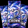 Three packets of Pokémon TCG 'Crown Zenith' booster packs featuring Poké Ball designs against a black background.