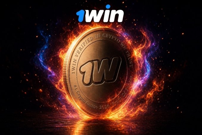 A promotional banner for '1WIN' featuring a branded gold coin surrounded by flames with text reading '1WIN VERIFIED IN CRYPTO WHITELIST' and '#1 Crypto Casino 2026'.