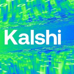 The image displays the "Kalshi" logo in bold white text over a stylized green and blue background featuring what appears to be a 3D rendered landscape of rectangular blocks or columns. The caption relates to the accompanying post by visually identifying Kalshi, the prediction markets platform mentioned in the news about its potential $1 billion funding round at a $40 billion valuation led by investors like Sequoia Capital and Wellington Management.