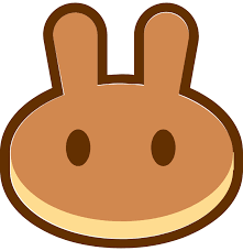 A stylized cartoon rabbit or bunny face icon in tan and dark brown tones, likely serving as the PancakeSwap mascot/logo associated with the $75 million daily trading volume of bStocks on the BNB Chain platform.