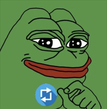 The image features the popular "Sad Pepe" meme, a downcast green frog with a contemplative expression, pointing upward with his finger as if presenting a difficult choice. This relates directly to the post's dilemma, visually representing the emotional weight of having to choose between the meme coin $PEPE and the cryptocurrency $XRP.