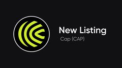 The image displays a "New Listing" announcement featuring the Copp (CAP) logo, a circular design with green wave-like arcs. This graphic supports the post announcing that CAP has been newly listed on Bitavo.