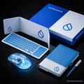A small thumbnail image shows a promotional product set featuring a blue laptop, mouse, notebook, and packaging with a water drop logo.