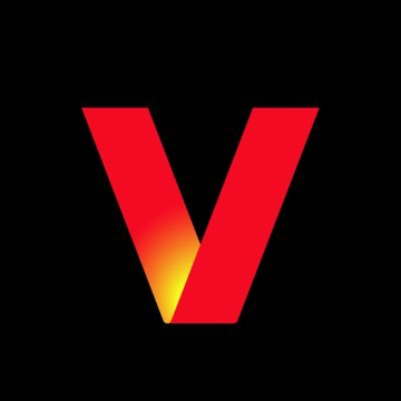 The image displays the red Verizon "V" logo on a black background, visually representing the $V ticker mentioned in the post about Verizon's $1 billion dark fiber deal with Google.