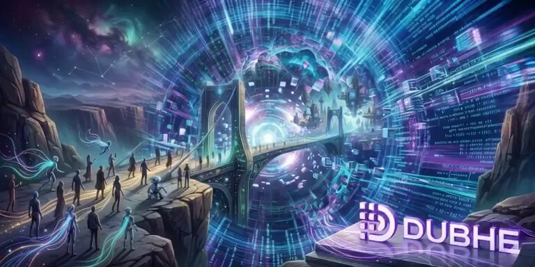 The image features an illustration depicting a group of people standing near a bridge with the words "Dubhe" written above them. The scene takes place in outer space, where the sky is filled with stars and there are mountains visible below. The main focus of the image is the bridge that spans across the space between two planets.

The post seems to be discussing the concept of Layer 2 solutions within the context of Dubhe documentation. It highlights how people often perceive these solutions as a way to lower gas fees, but in reality, they are more complex and involve a fundamental shift in how we should approach technical problems. The image serves as an eye-catching visual representation of this idea, with the bridge symbolizing the transition from Layer 1 solutions (ordinary) to Layer 2 solutions (complex).