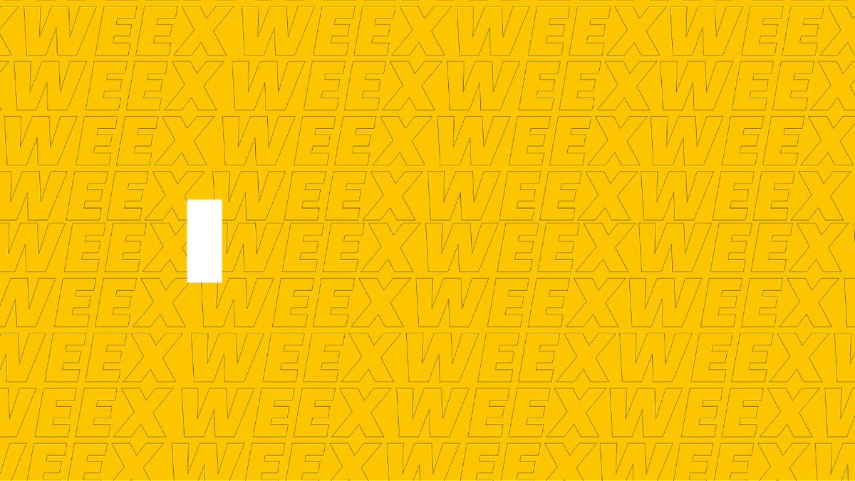 The image features a yellow background with white text that reads "weeks" and "excel". The text appears to be part of an advertisement or promotional material, possibly for a company named "WEEX API". The text is arranged in a grid format, which adds visual interest to the design.