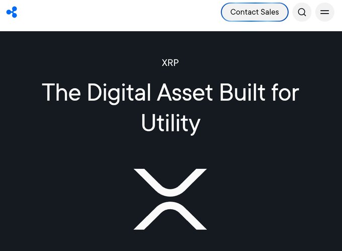 A dark webpage header featuring the text "XRP – The Digital Asset Built for Utility" alongside the stylized XRP logo, reinforcing the post's tagline that emphasizes XRP's real-world functionality.