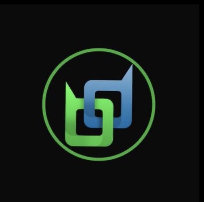 A logo featuring intertwined green and blue shapes inside a green circle on a black background.