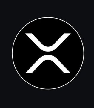 The XRP cryptocurrency logo, a white stylized 'X' enclosed in a circle, is displayed on a black background.