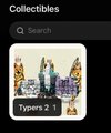 A mobile app screen titled 'Collectibles' featuring a search bar and a 'Tygers' image collection (showing 2+ items).