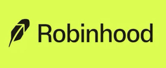 The Robinhood logo featuring a black feather quill icon next to the company name on a bright lime-green background.