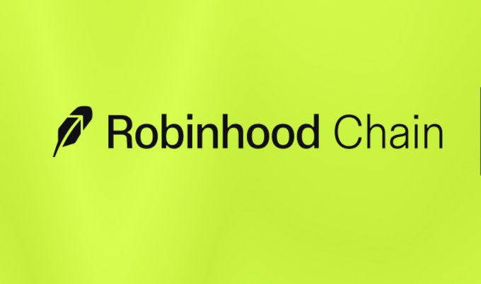 The image displays the "Robinhood Chain" logo, featuring the Robinhood feather icon in black against a bright lime-green background. It accompanies a skeptical post warning that the significant hype surrounding Robinhood Chain may be driven by paid KOL endorsements, urging viewers to look beyond polished marketing and understand what the chain actually is.