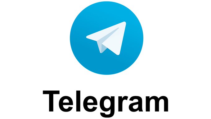 The official logo for Telegram, featuring its signature white paper plane icon on a blue circular background above the word 'Telegram'.