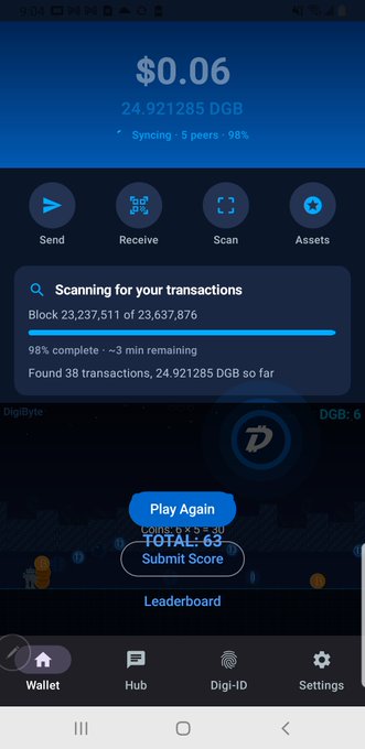 The image shows a cell phone screen displaying information about a mobile banking app, specifically about transactions. The app has a blue background with white text that provides details about the user's transactions. It also includes a leaderboard feature for users to see their performance in comparison to other users. The app is still in beta testing and offers additional capabilities such as a Block Filter, Tor Capability, Digi-Asset Capability, Direct Login options, and forums for Digiscope discussions.