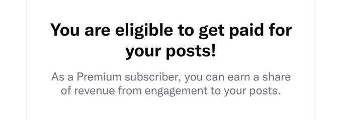 A notification reading "You are eligible to get paid for your posts! As a Premium subscriber, you can earn a share of revenue from engagement to your posts" is shown, supporting the creator's claim of receiving $488 from post engagement as a Premium subscriber.