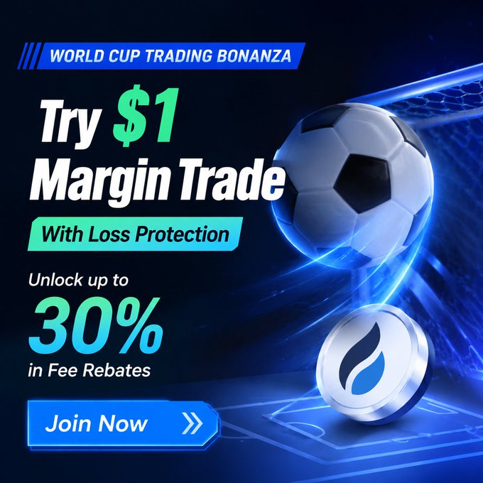 A promotional banner for HTX's "World Cup Trading Bonanza" featuring a soccer ball and goal net, advertising a "$1 Margin Trade" with loss protection and "Unlock up to 30% in Fee Rebates," alongside a "Join Now" call-to-action button that ties into HTX's Margin Trading Contest #10 World Cup Special Edition offering a 20,000 USDT prize pool.