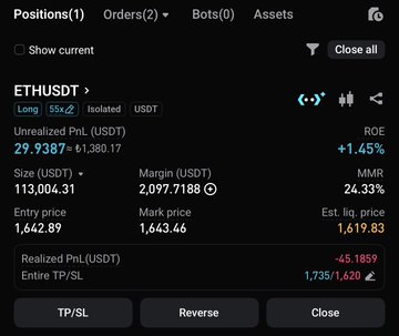 The image shows a screenshot of a cryptocurrency trading app that displays information about two cryptocurrencies - Ether (ETH) and USDT (USDT). The screen indicates an upward trend, with the current price of ether rising from $0.63 to $1.64 in just three days at a rate of $0.65 per day. On the other hand, the USDT has shown a downward trend over the same period, dropping from $0.61 to $0.65 in one day and then remaining steady at $0.64 for the next two days. The user is advised to take advantage of these trends by doubling their initial investment seven times in a row. This suggests that they should sell their USDT coins when the ether price reaches its current high, as it would be the perfect opportunity to cash out and make money. The image also highlights the importance of understanding how different cryptocurrencies perform against each other and making informed decisions based on market trends and analysis.