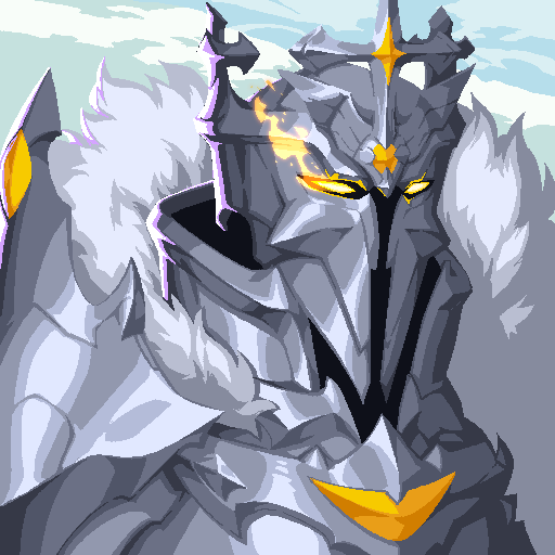 A heavily armored knight with glowing yellow eyes and a flaming crest on his helmet, rendered in pixel-art style, embodying the "Iron Lord" identity tied to the post's commentary on curated, reputation-based whitelisting by @NucleusCodes.