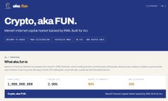 A blurry promotional webpage for 'Crypto aside FUN' features a navy blue color scheme and mentions a token presale with terms like 'NO KYC', 'NO TEAM', and 'NO WHITELIST'.