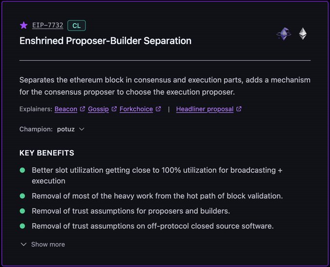 𝐚𝐧𝐝 𝐬𝐜𝐚𝐥𝐢𝐧𝐠 𝐚𝐩𝐩𝐫𝐨𝐚𝐜𝐡𝐞𝐬 is targeting Q3 for the next major upgrade, Glam Amsterdam. ePBS is the headliner, restructuring the deadlines within a slot to allow for larger blocks (higher gas limit & more blobs).