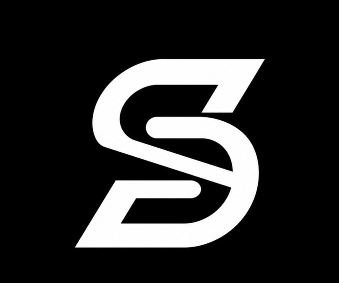 A bold, stylized white letter 'S' logo on a solid black background.