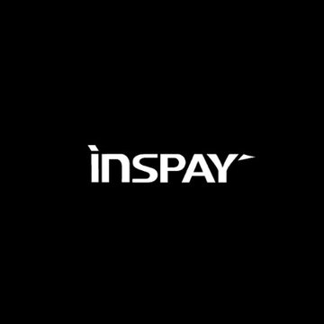 A simple black background displays the white 'insPAY' logo with a small arrow incorporated into the letter Y.