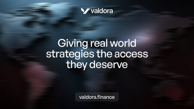 A dark advertisement for Valdora with the text 'Giving real world strategies the access they deserve' and the URL 'valdora.finance'.