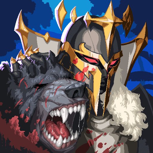 This pixel art depicts a fierce wolf next to a knight in golden armor, likely representing the @IronAllies_ NFT collection. The imagery complements the post's discussion of the collection's artwork and limited nature.