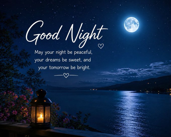A serene nighttime ocean scene illuminated by a full moon, featuring the text "Good Night — May your night be peaceful, your dreams be sweet, and your tomorrow be bright," with a glowing lantern and flowers in the foreground. The peaceful imagery of moonlight reflecting on calm waters visually reinforces the post's message about paying attention to sleep and understanding what the data reveals.