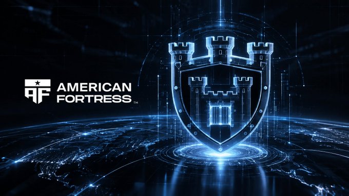 The image features a glowing blue digital fortress logo with "AF AMERICAN FORTRESS™" text, visually reinforcing the post's theme of post-quantum security and American Fortress's ZKPoSP approach to proving wallet ownership through zero-knowledge proofs without requiring users to move their funds.