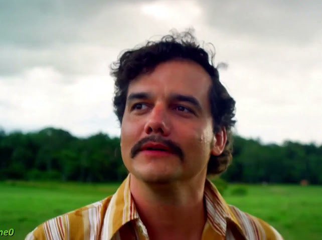 A man with curly dark hair and a mustache stands in a green field under a cloudy sky, looking off to the side with a contemplative expression. His reflective gaze and serene natural setting evoke a sense of memory and nostalgia, mirroring the post's theme of a child remembering what parents have forgotten.