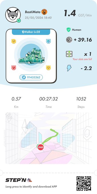 The image shows a white poster with a blue border that displays information about a fitness challenge called "StepN" posted by GM GM and the creator of the challenge, who has been named "WALTER LOS ANGELES". The poster also includes details on the challenge's duration, starting time, and how to participate.