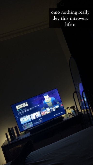 The image shows a bedroom with a flat screen TV turned on, displaying a cartoon character. The room appears dark, which might suggest that someone has been watching television or using their phone late into the night. A bed can be seen in the background, indicating that this is likely a bedroom setting. There are also some speakers placed nearby, suggesting that the person may have been listening to music or watching videos on their device during this time. The post about the workout session implies that the person might not have had the energy or motivation to go to the gym today due to exhaustion from their late-night activities.