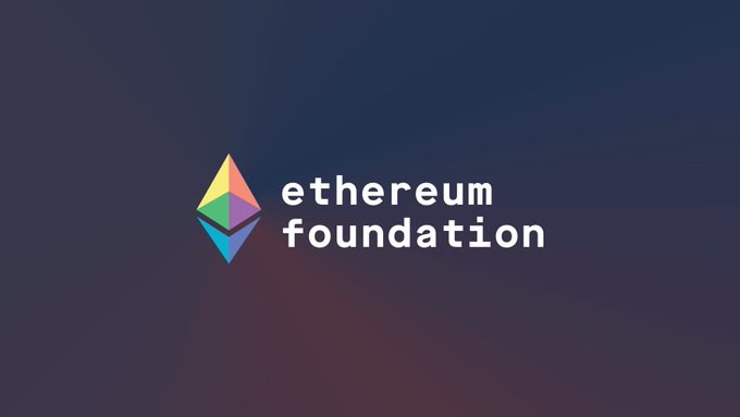 The image displays the Ethereum Foundation logo, featuring a colorful geometric diamond emblem alongside the text "ethereum foundation" against a dark gradient background. This visual ties to the accompanying post about the Ethereum Foundation's announcement regarding AI's role in identifying vulnerabilities within Ethereum's protocol.