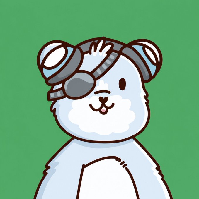 A cartoon illustration of a fluffy white character wearing goggles on its head with one eye winking, set against a green background.