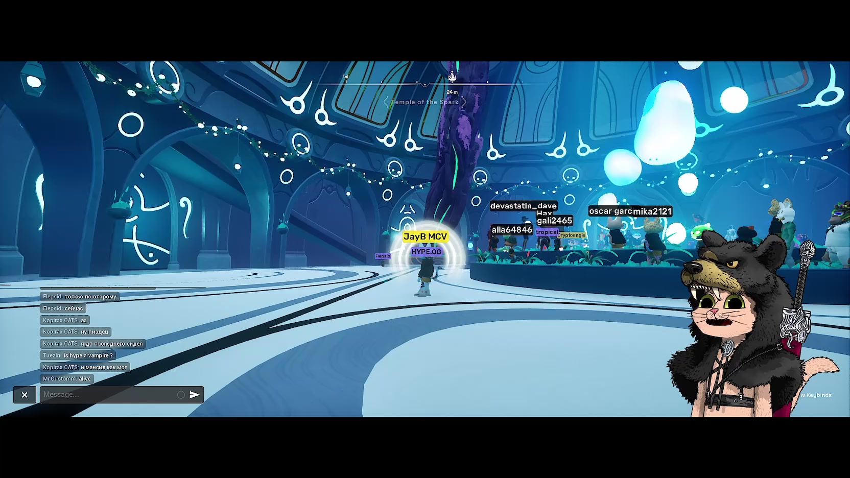 The image features a character wearing a black outfit with a white face mask standing next to a sign that says "Focus on what is in the image and how it relates to the post". The background of the image shows an arcade-like setting, possibly a game room or a gaming area. There are also some bubbles floating around the scene, adding to the overall atmosphere of the space.