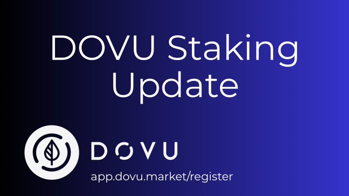 A graphic announcing changes to DOVU staking, featuring the headline "How it works?" with a countdown ("2d 23:56:35") for a "Top 1000 get airdrop" promotion, along with a leaderboard entry showing user "@DRPC777" with 47,317 points. The image serves as a visual header for the announcement about staking multiplier changes and the upcoming airdrop.