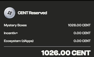 The image displays an "Incentiv+ (CENT) Reserved" earnings breakdown showing 1026.00 CENT from Mystery Boxes and 0.00 CENT from Incentiv+ and Ecosystem (dApps), totaling 1026.00 CENT, which illustrates the airdrop eligibility results users can check at portal.incentiv.io.