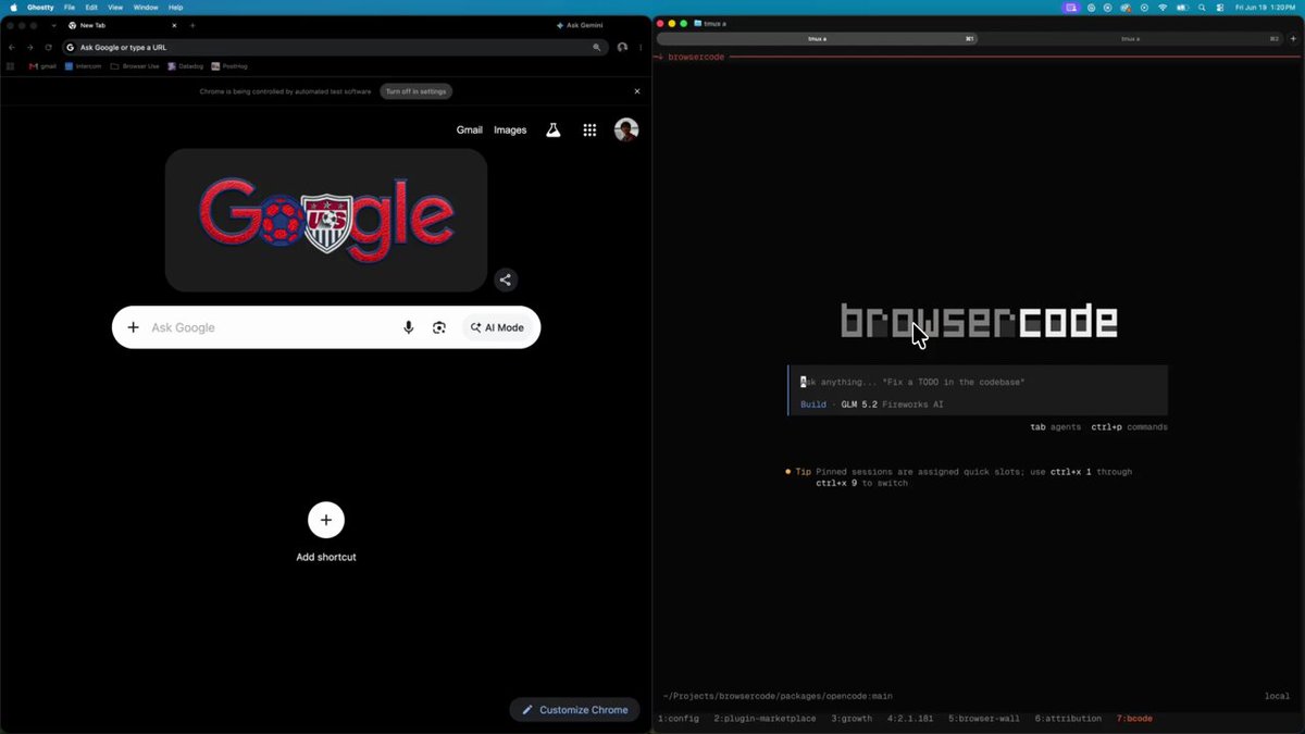 The image shows two computer screens side by side with Google Chrome open on one screen and a different browser open on the other. The first screen displays the Google Chrome browser, while the second screen features a different browser or a webpage that has been replaced by another browser. This could be an indication of a comparison between the two browsers' performance, user experience, or compatibility with certain applications.