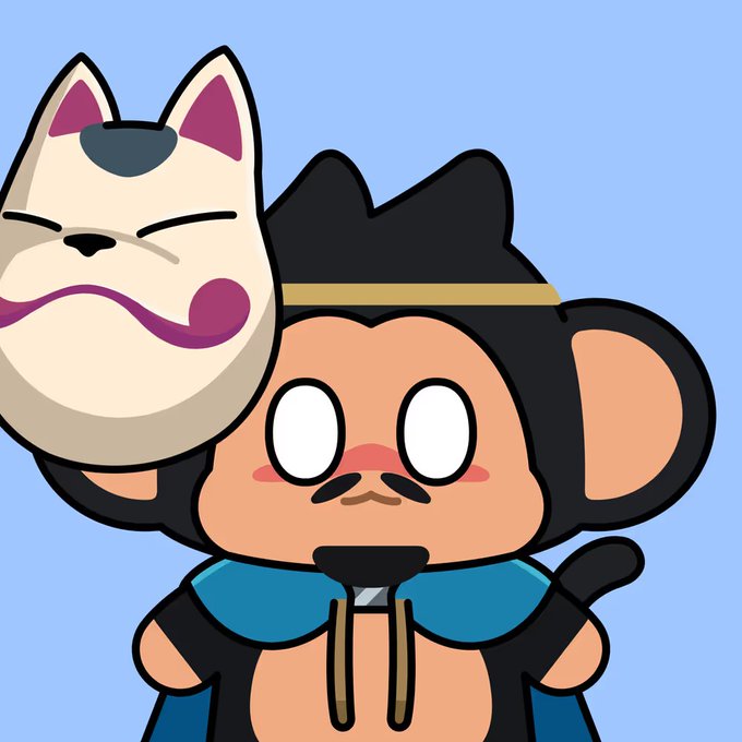 A chibi-style cartoon monkey holds up a smiling maneki-neko (Japanese lucky cat) with a purple ear and tongue, set against a blue background. The image likely represents the "Chimpers" NFT collection, featuring the lucky cat motif as a special trait or accessory, with the sale details highlighting "Kaneko" (a Japanese name meaning "golden child") being a rare listing under 1 ETH.
